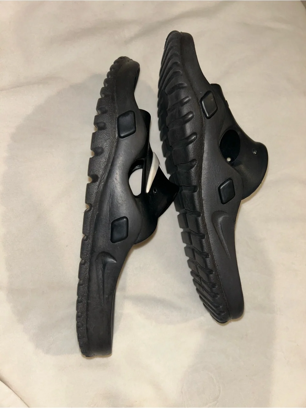Nike Black Slide Sandals with White Swoosh